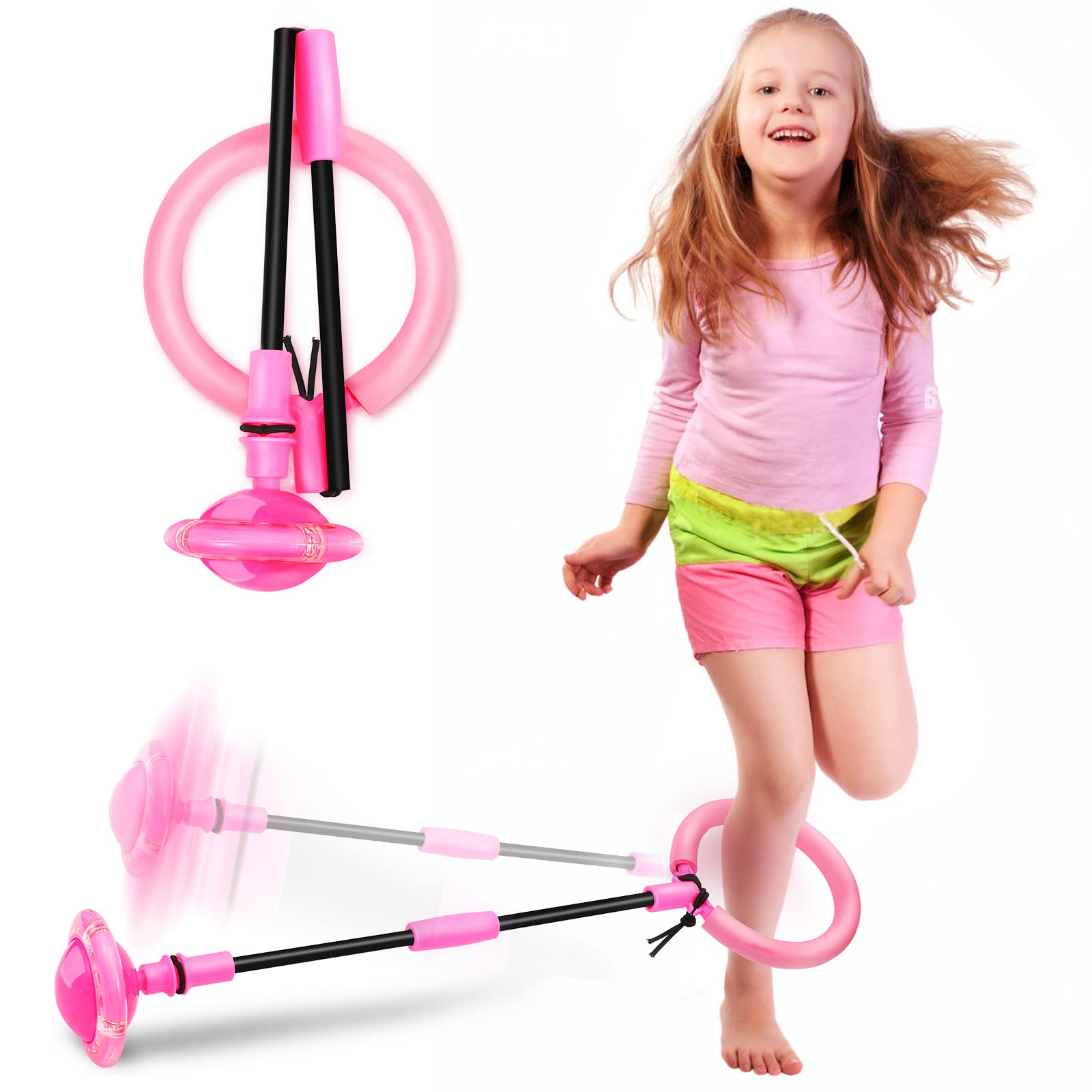 Skip Ball - Foldable Colorful Flash Wheel Swing Ball for Kids & Adults | Fun Outdoor Fitness Toy for Boys & Girls Ages 5-10 | Perfect for Backyard Play, Exercise & Birthday Gifts