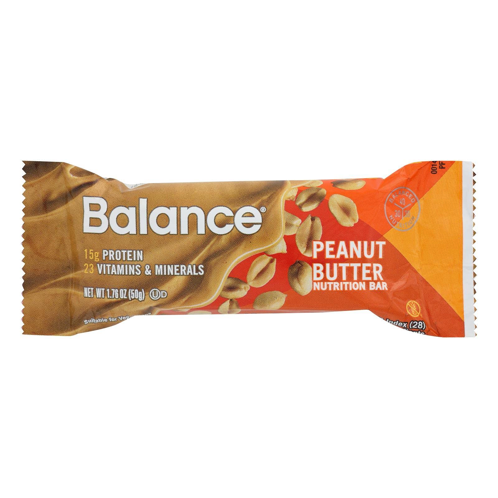 BALANCE Bar Protein Snacks - Peanut Butter Flavor, 1.76oz (6 Count) | Rich in Vitamins A, C & D for Immune Support | Healthy On-the-Go Snack for Workouts, Office & Travel