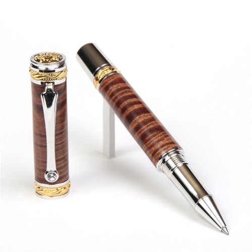Lanier Majestic Rollerball Pen with 22kt Gold Accents & Hawaiian Koa Wood - Premium Writing Instrument for Business Gifts, Executive Office Use & Luxury Collectors