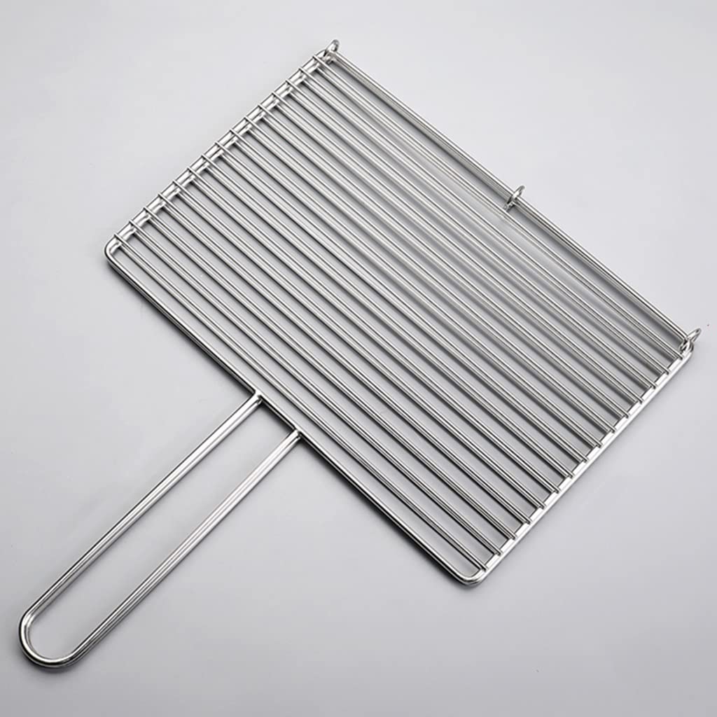 Premium Fish Grilling Basket for BBQ - Detachable & Foldable Handle, 30x21cm Silver Grill Accessories - Perfect for Camping, Beach Picnics & Backyard Barbecues