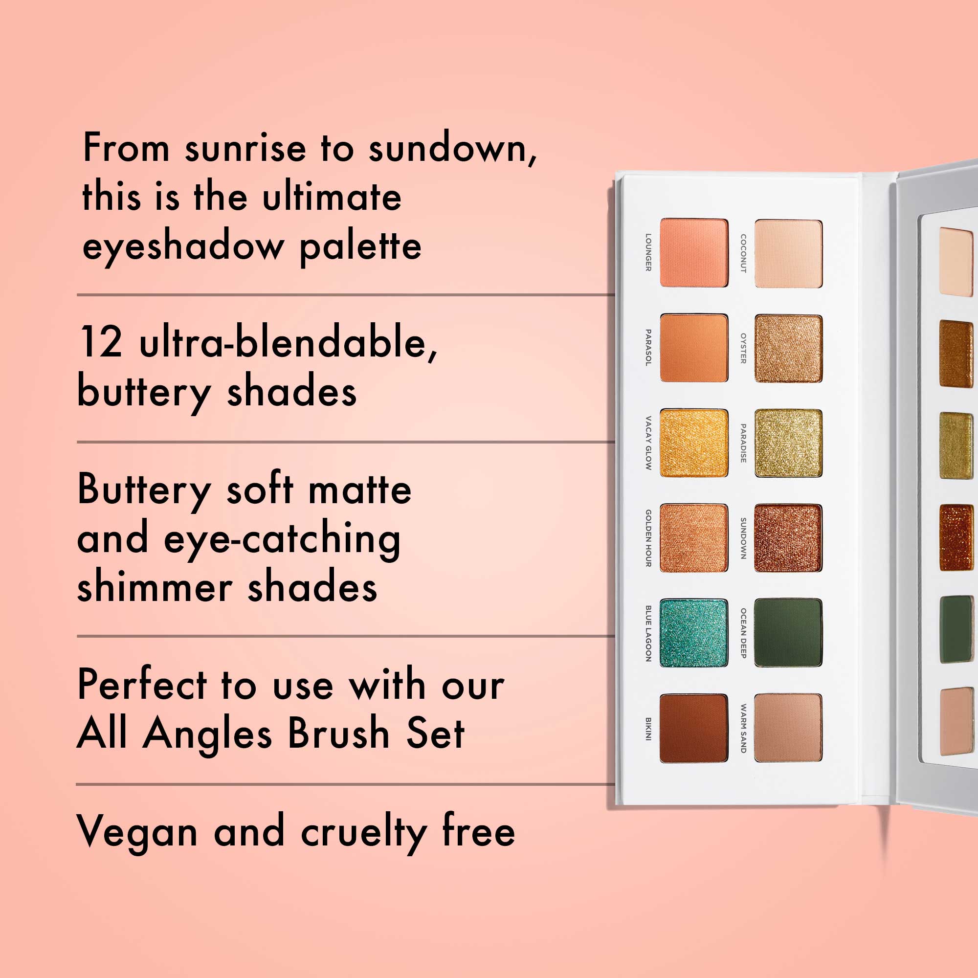 Beachside Babe Eyeshadow Palette - 12 Highly Pigmented Matte & Shimmer Shades for Summer Makeup | Perfect for Beach Vacations, Pool Parties & Tropical Getaways