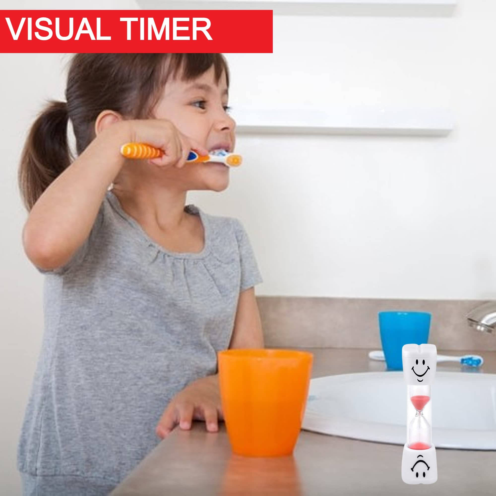 3-Piece Tooth Brushing Sand Timer Set for Kids - 2-Minute Dental Timer in Blue, Green & Red | Fun Oral Hygiene Tool for Healthy Teeth | Perfect for Bathroom, Travel & Montessori Learning