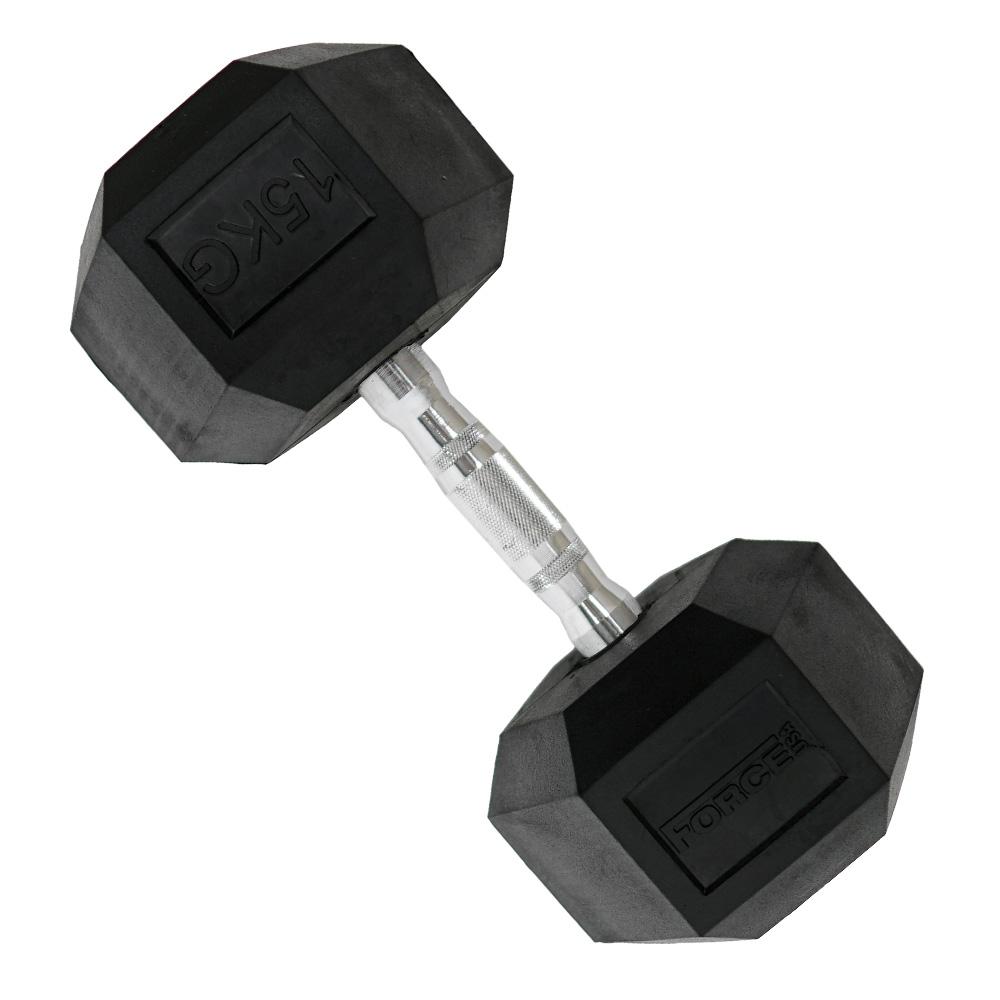 Force USA Rubber Hex Dumbbells - Premium Weight Lifting Equipment for Home & Gym (5-100lbs, Sold Individually) - Perfect for Strength Training, CrossFit & Fitness Workouts