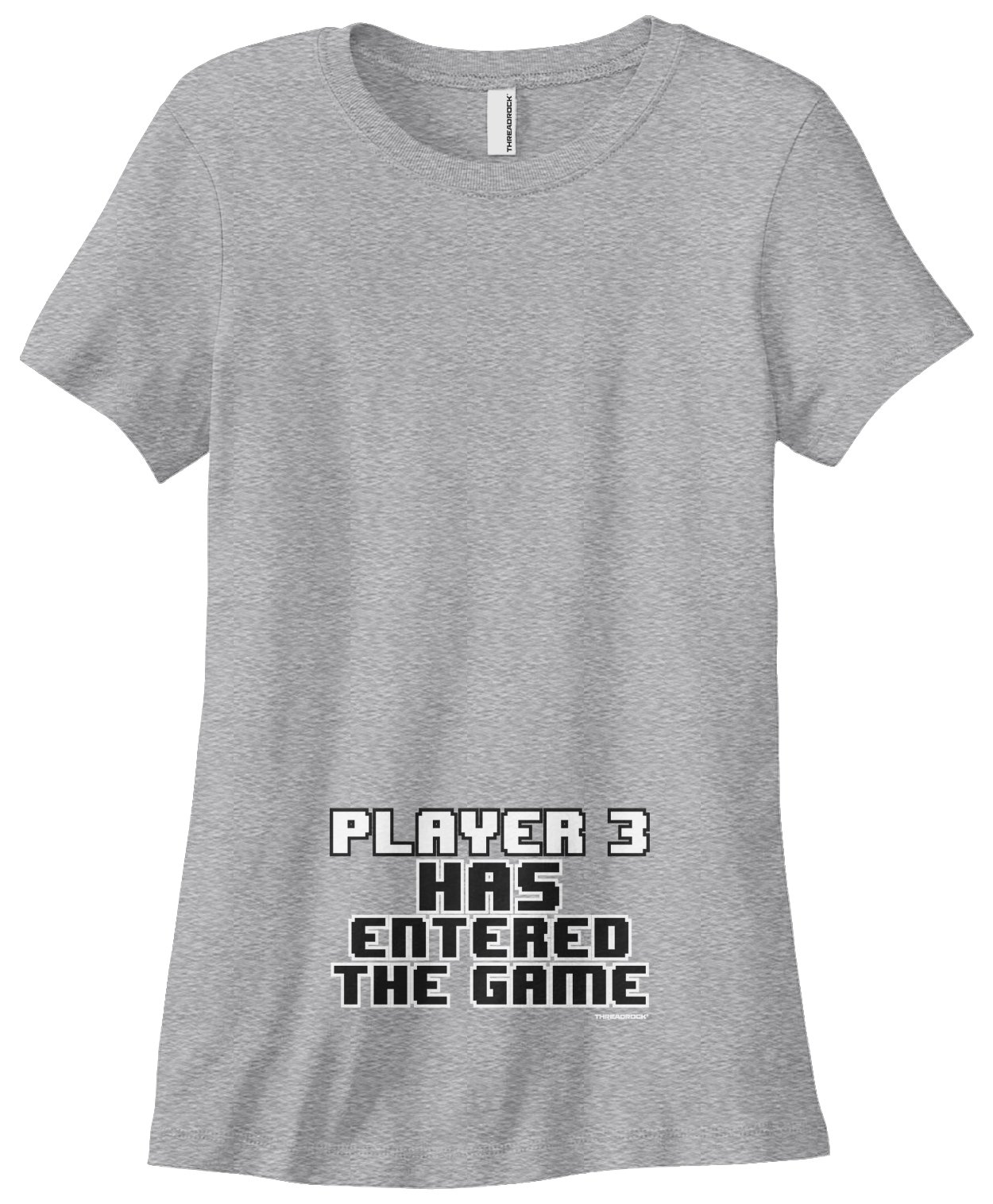Threadrock Women's Player 3 Pregnancy Announcement T-Shirt | Funny Maternity Tee for Gamers & Moms-to-Be | Perfect for Gender Reveal Parties & Gaming Events
