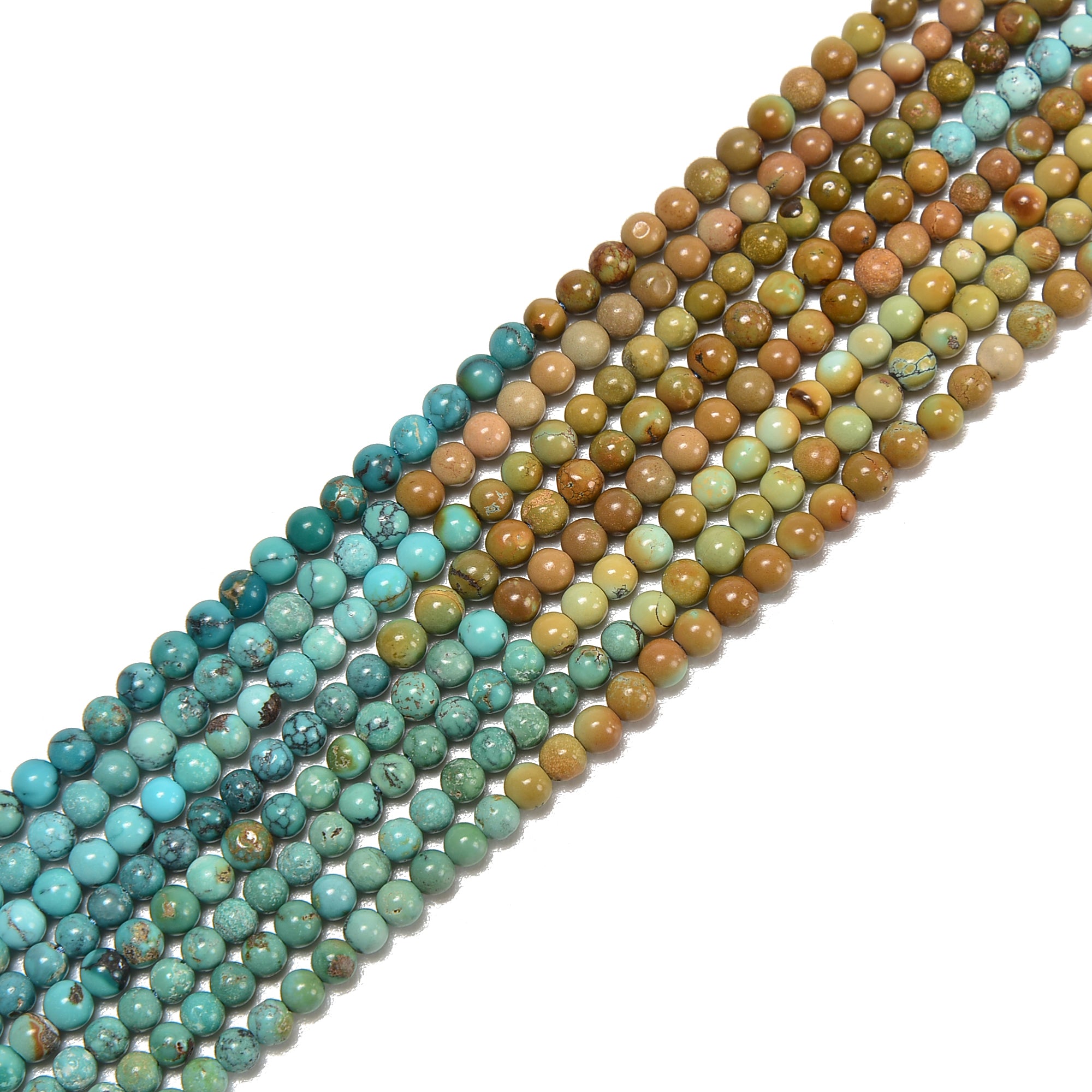 Genuine Turquoise Beads Strand - 3.3mm & 5.5mm Smooth Round Multi-Color Gradient for Jewelry Making, DIY Crafts & Bracelet Design
