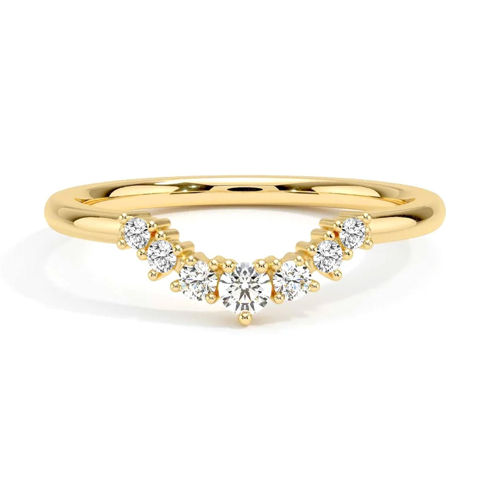 Lab Grown Diamond Crescent Ring - 14K Gold Graduated Stackable Ring for Women | Perfect for Bridal, Anniversary & Everyday Elegance