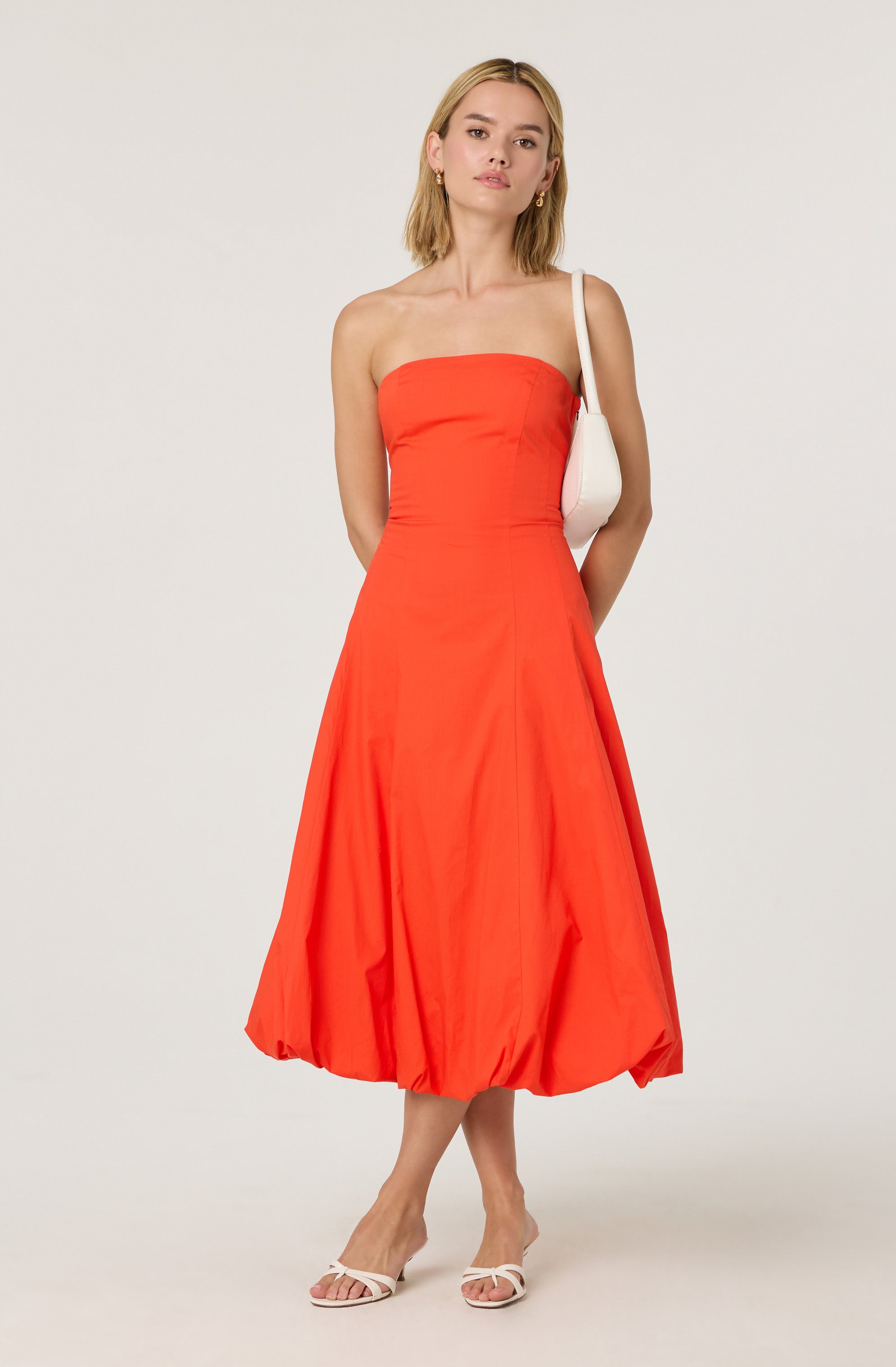 Elegant Strapless Bubble Dress with Lace-Up Detail - Perfect for Weddings, Parties & Special Occasions
