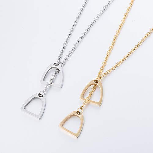 Lucky Horseshoe Necklace for Women - Equestrian Double Horse Stirrup Lariat Y Necklace Pendant - Perfect Gift for Riders & Horse Lovers (Great for Everyday Wear, Special Occasions & Equestrian Events)