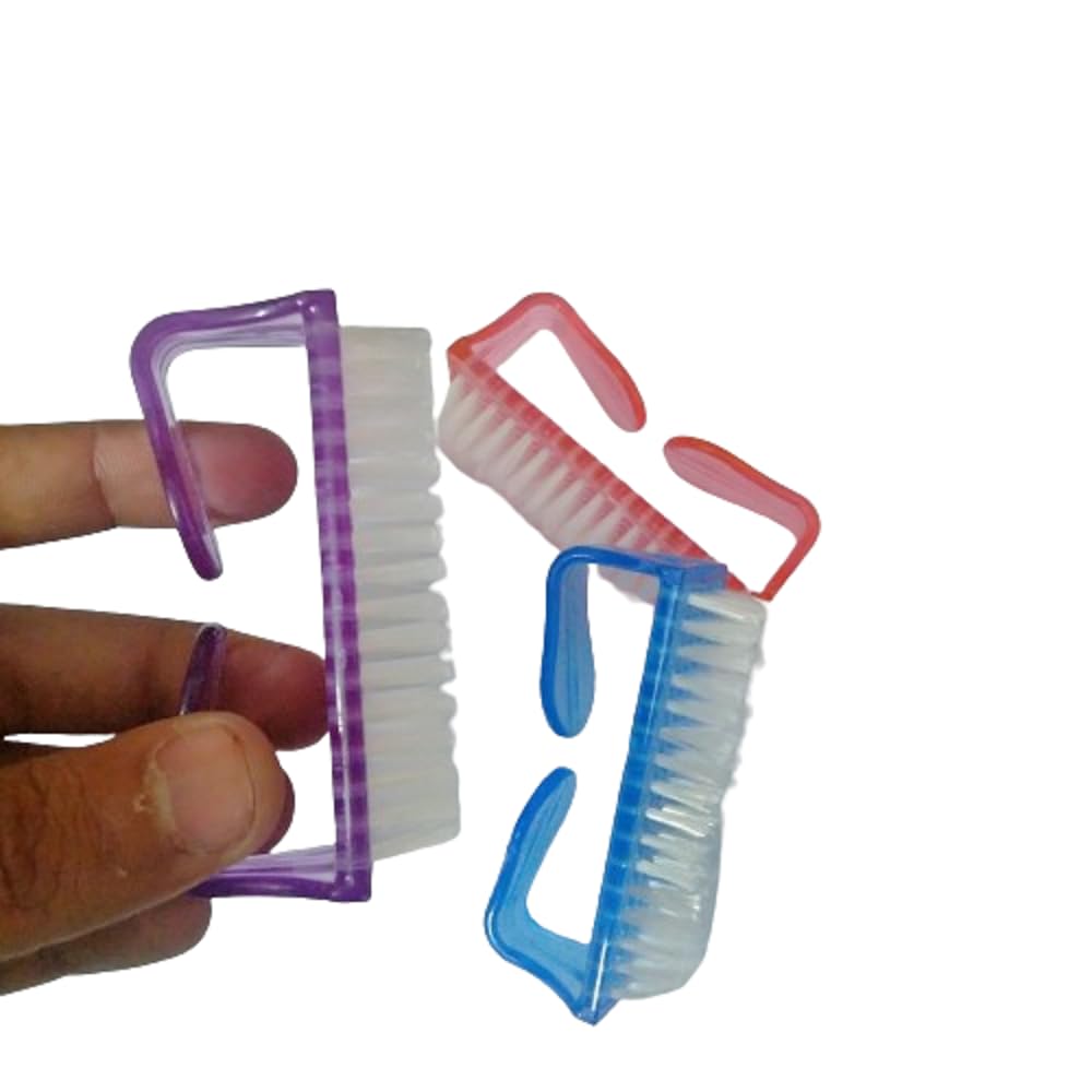 ZAUKY 3-Piece Nail Brush Set - Heavy Duty Fingernail & Toe Cleaner, Pedicure Scrub Brush for Deep Cleaning - Multi-Color Hand & Foot Care Kit (Pack of 3) | Perfect for Home Spa, Salon Use & Travel Manicure/Pedicure Essentials