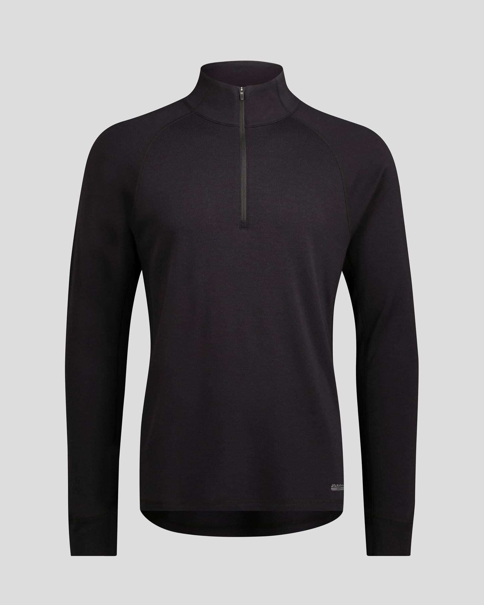Men's K Merino 250 Quarter Zip Long Sleeve Base Layer - Black Stingray - Perfect for Hiking, Skiing & Winter Outdoor Activities