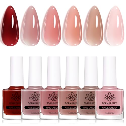 6Pcs Jelly Nude Nail polish