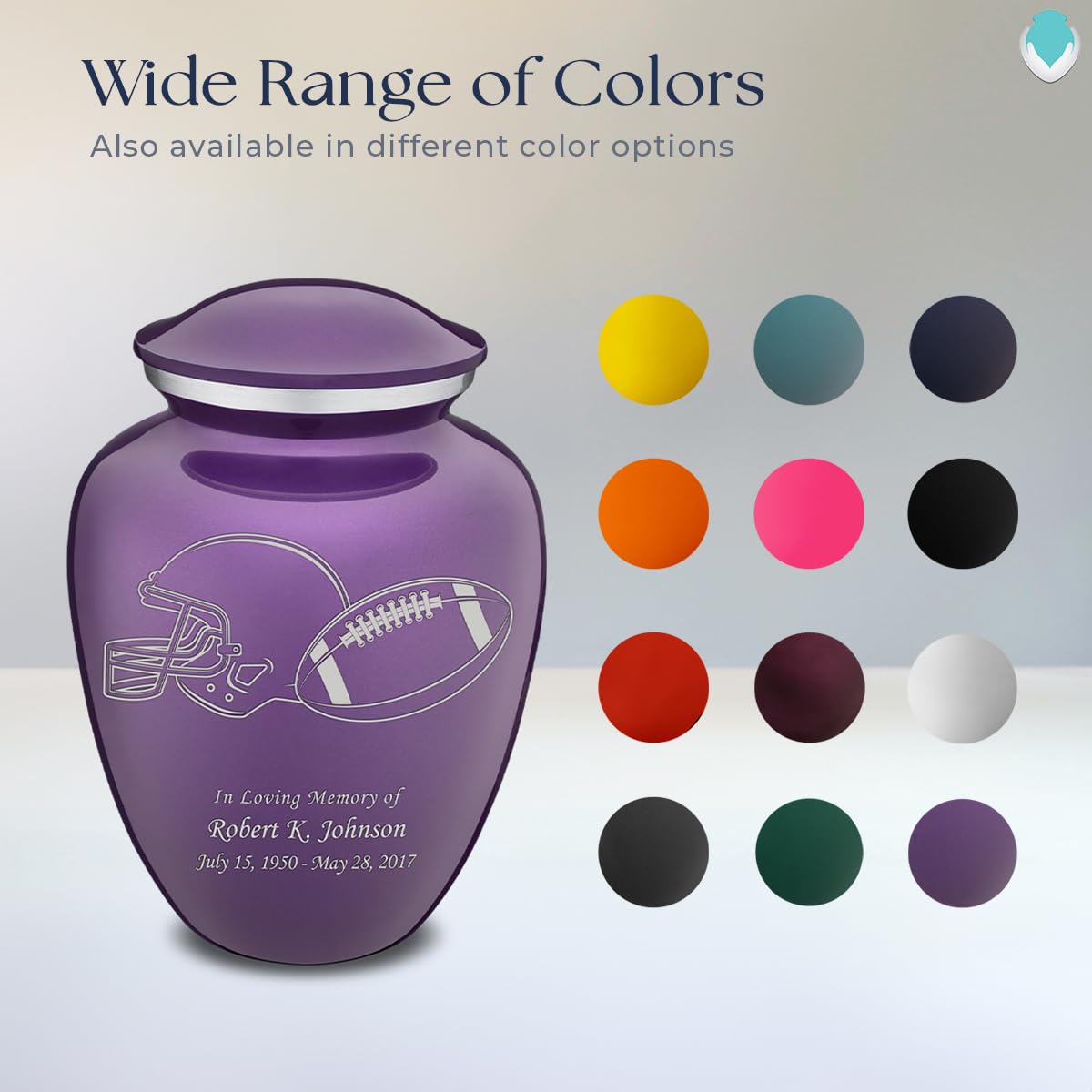 Personalized Football Cremation Urns for Adults - Large Purple Funeral Urn for Men & Women with Double Side Engraving (Holds 200 lbs) | Memorial Keepsake for Sports Lovers & Funeral Services