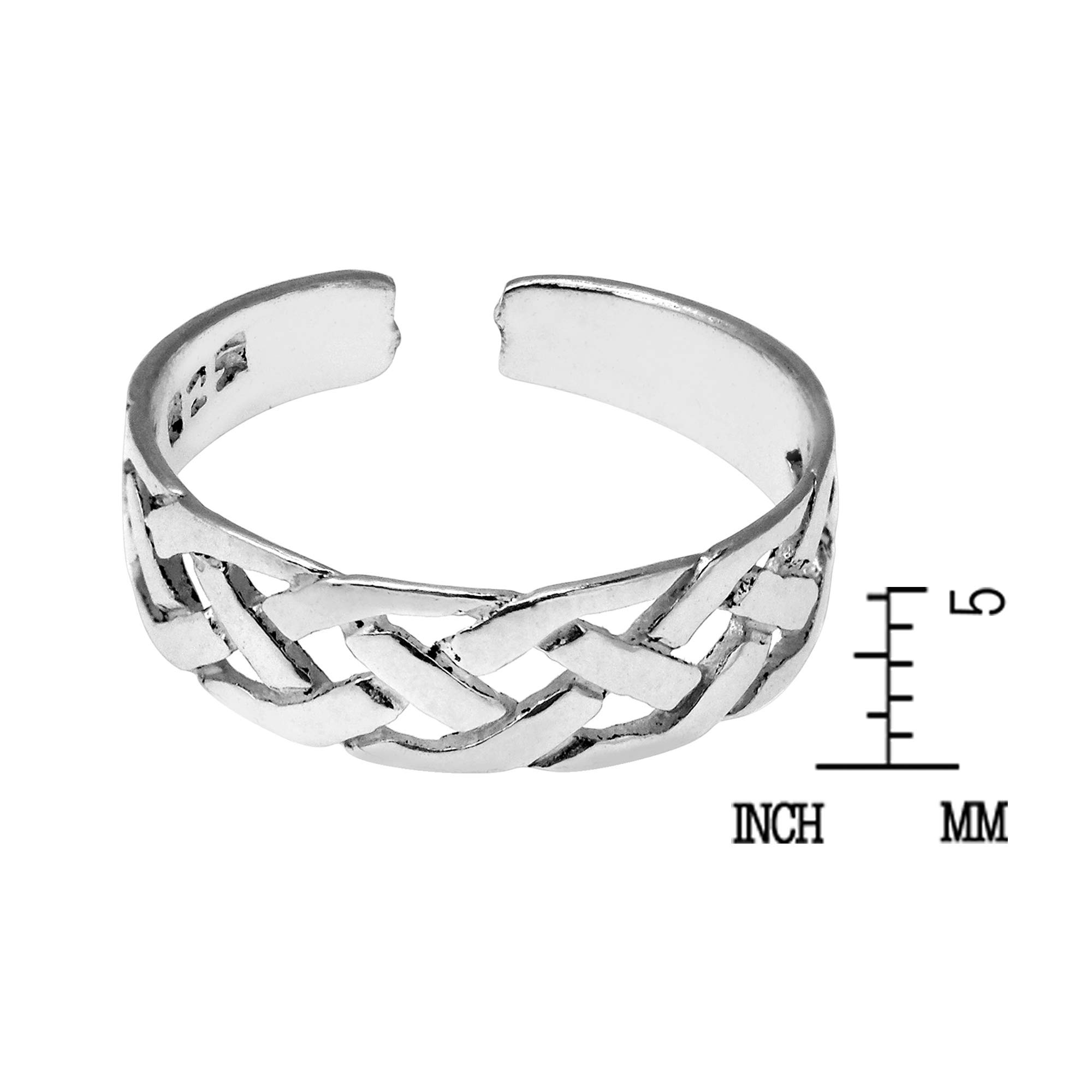 AeraVida Adjustable .925 Sterling Silver Celtic Knot Toe Ring or Pinky Ring for Women | Elegant Interwoven Design | Perfect for Beach, Yoga, and Summer Outfits