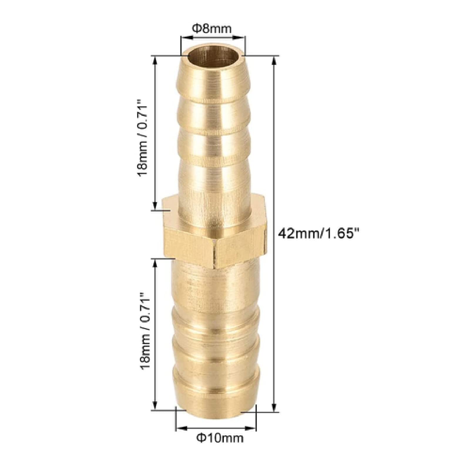 Brass Hose Reducer Adapter 10mm x 8mm - Perfect for Garden & Plumbing