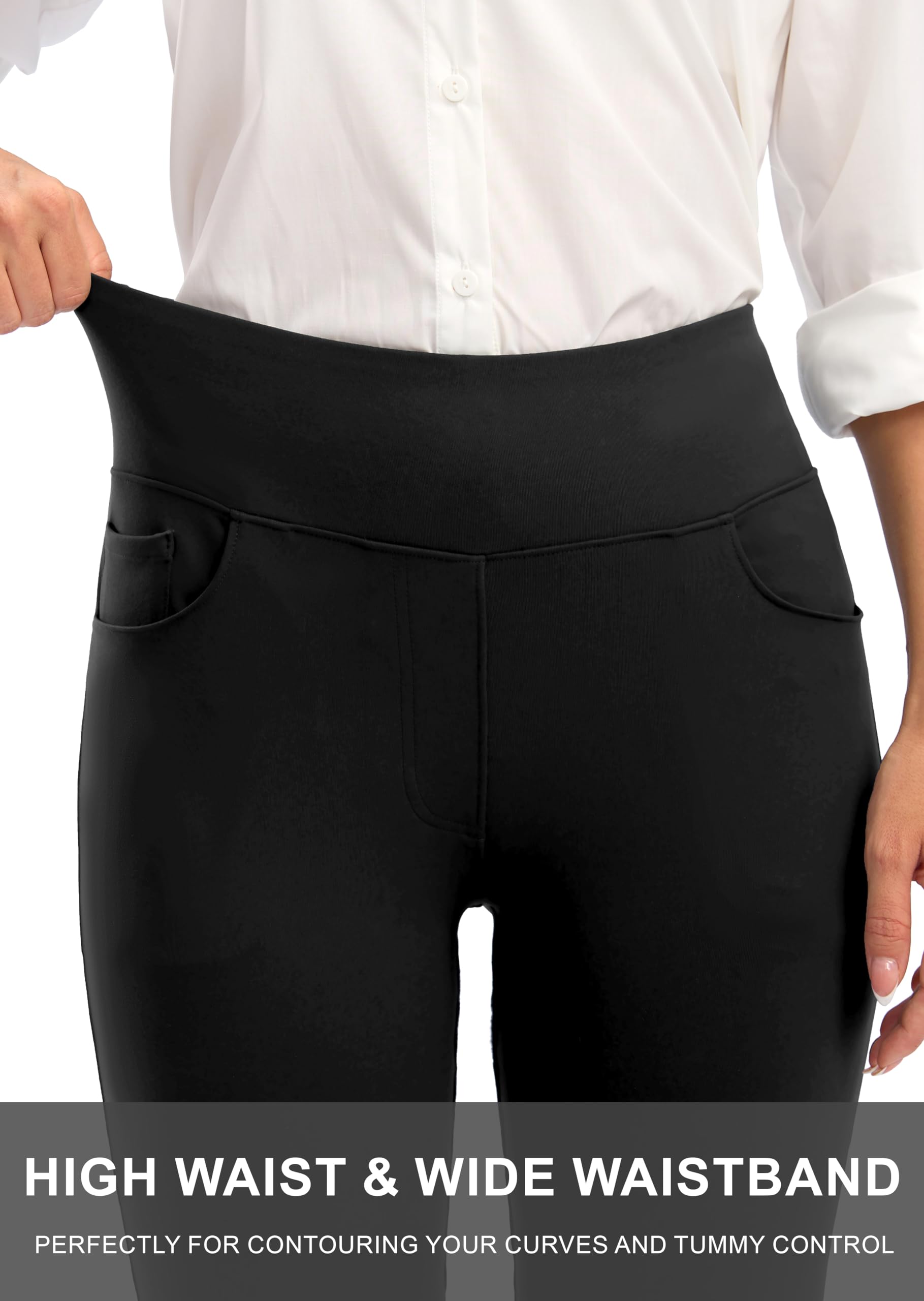 Rammus Women's High Waist Stretchy Skinny Dress Pants with Pockets - Business Casual Office Work Pants for Women - Perfect for Professional Attire, Meetings & Everyday Wear