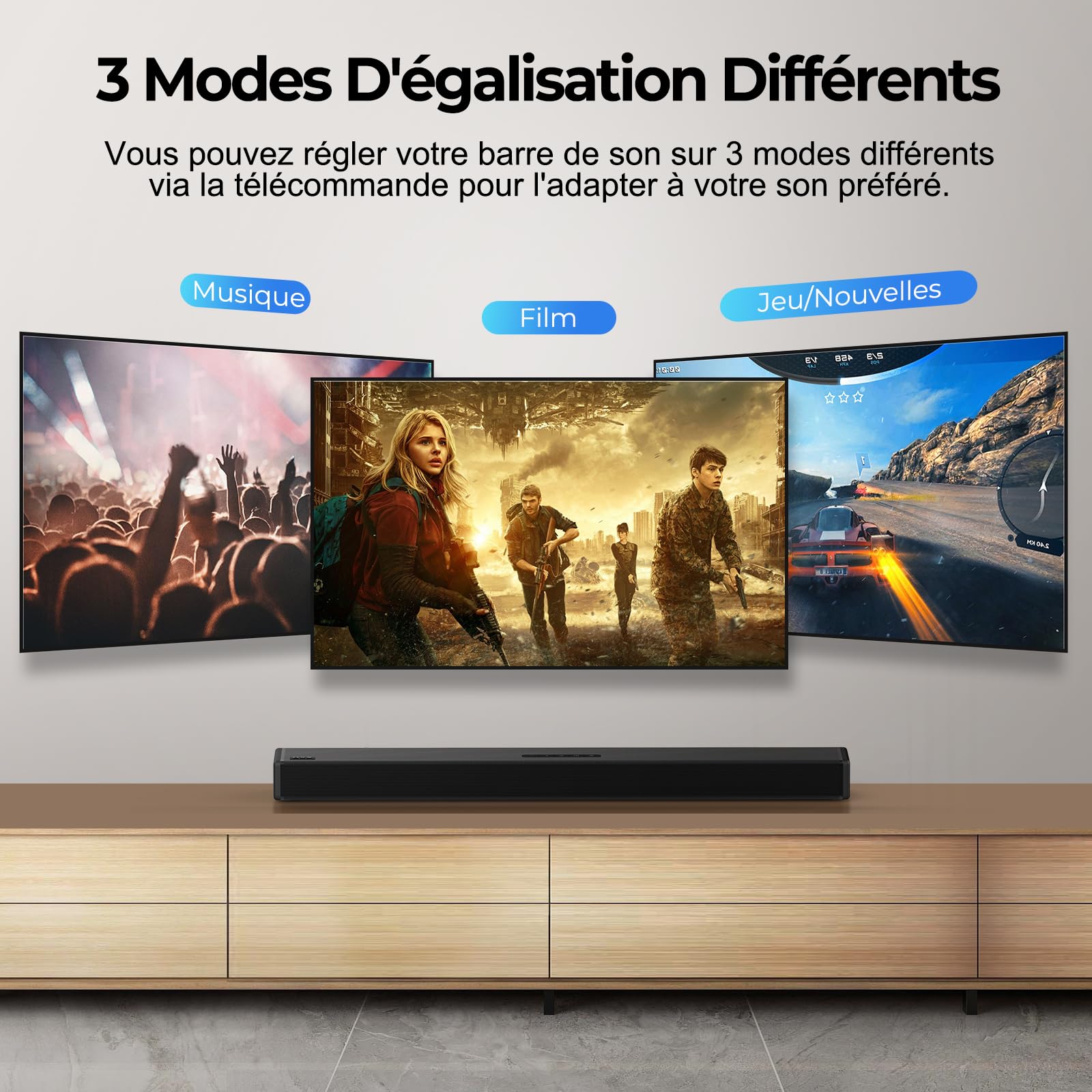OXS S3 Soundbar for TV with Bluetooth 5.0, Dynamic Bass, 3D Surround Sound, Dialogue Enhancement - AUX/Optical/Coaxial Input, Multiple Sound Modes, Wall Mountable - Perfect for Home Theater & Movie Nights
