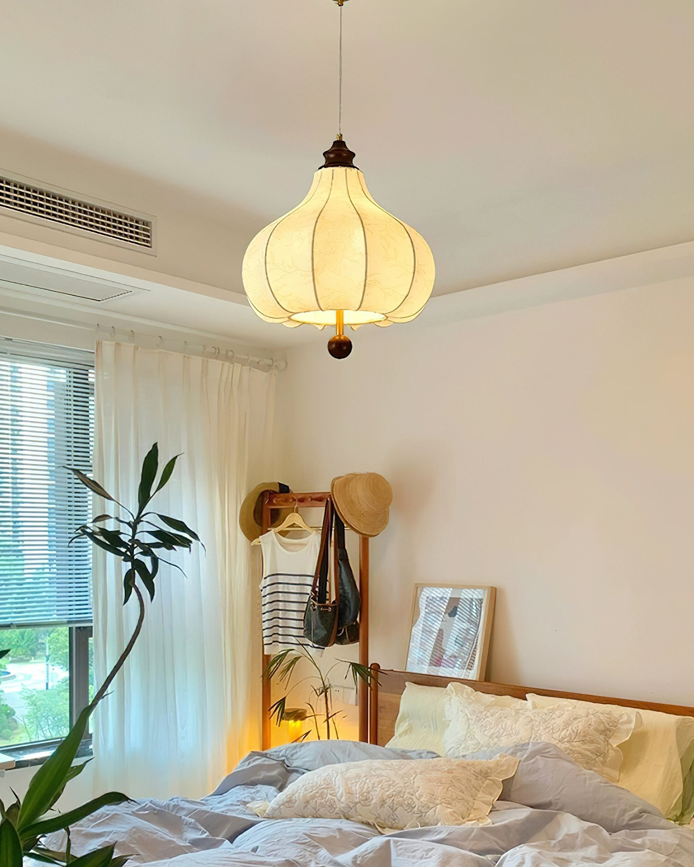 Stylish Chestnut Fabric Pendant Light - Modern Hanging Lamp for Dining Room, Kitchen Island & Bedroom Decor