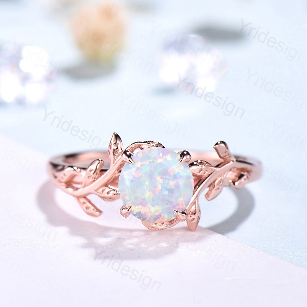 10K Rose Gold Opal Ring Set - Size 7 | Elegant Wedding, Engagement & Anniversary Jewelry Gift for Women | Special Customer Payment Order