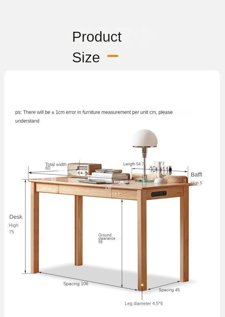 Premium Oak Solid Wood Office Desk - Durable & Stylish Home Office Furniture for Work & Study
