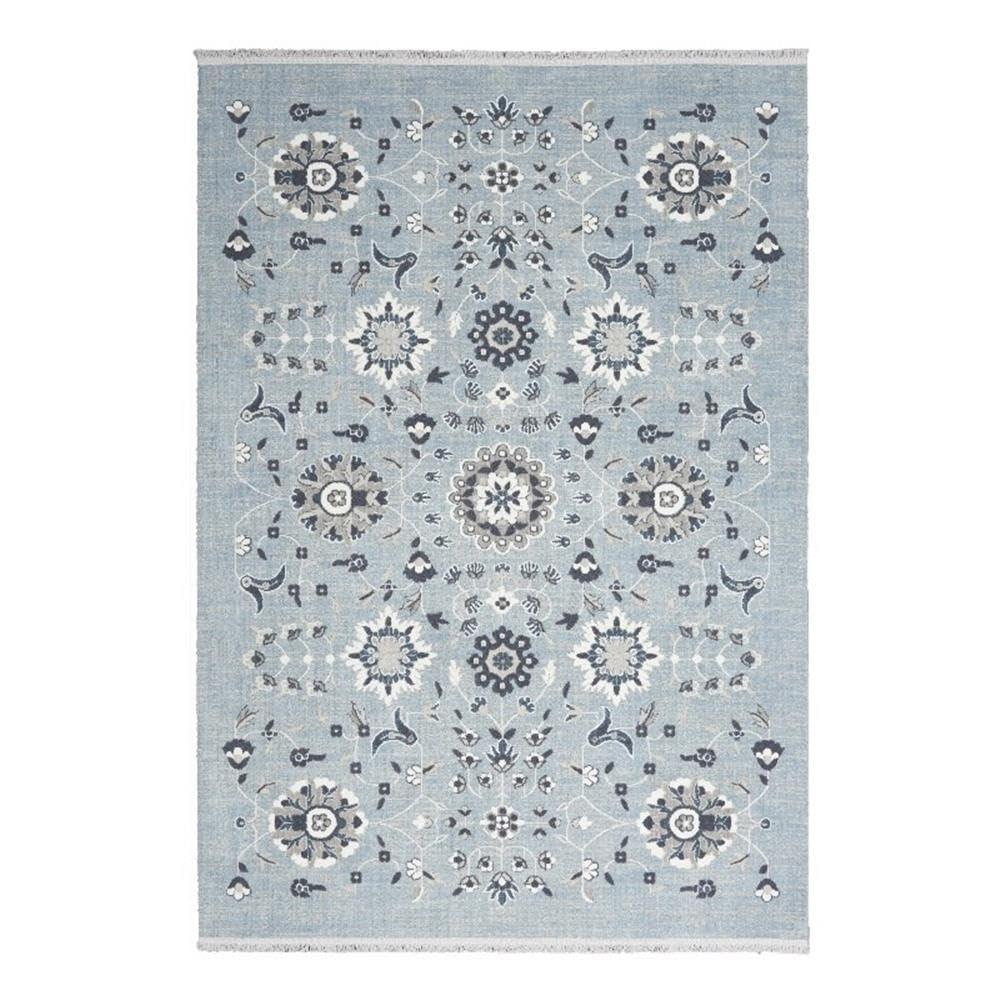Nourison Lennox Light Blue Grey 4' x 6' Area Rug - Farmhouse Floral Design, Easy to Clean, Non-Shedding - Perfect for Bedroom, Living Room, Dining Room & Kitchen Decor (4x6)