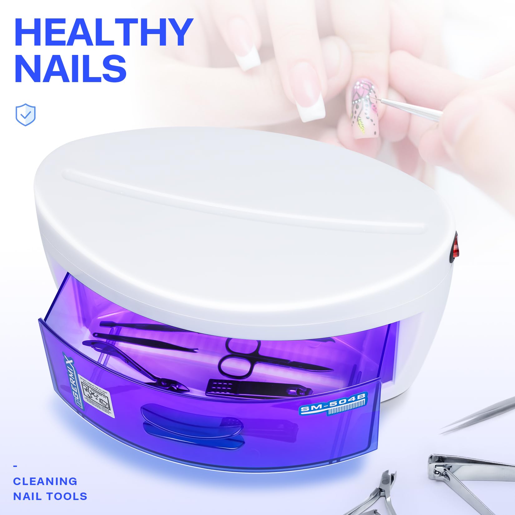 LXIANGN Large Capacity 8W UV Nail Tool Sterilizer Box - Professional Nail Art Equipment Cleaner & Disinfector for Salons, Barbershops & Home Use - Sanitizes Nail Clippers, Scissors, Nipper & Manicure Tools