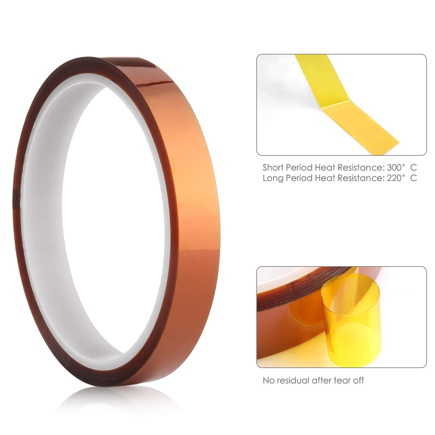 High Temperature Resistant Polyimide Kapton Tape with Silicone Adhesive - 2 Rolls x 1 Inch for Masking, Soldering & Electrical Insulation - Perfect for Electronics Repair, 3D Printing & HVAC Applications