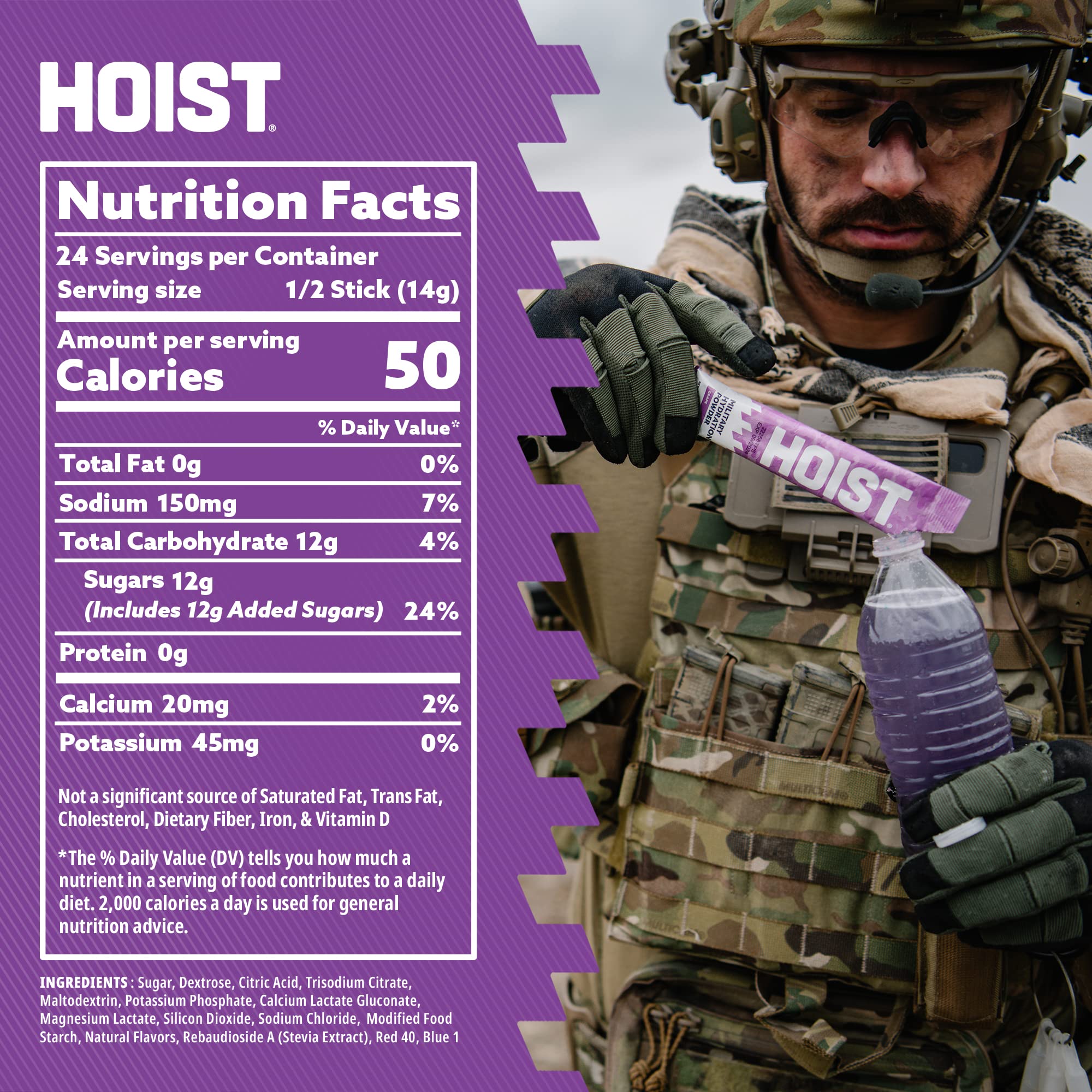 HOIST Premium Military Hydration Powder - Electrolyte Drink Mix Powder Stick Pack, Peach Mango (12 Sticks) - Ideal for Workout, Hiking & Outdoor Activities