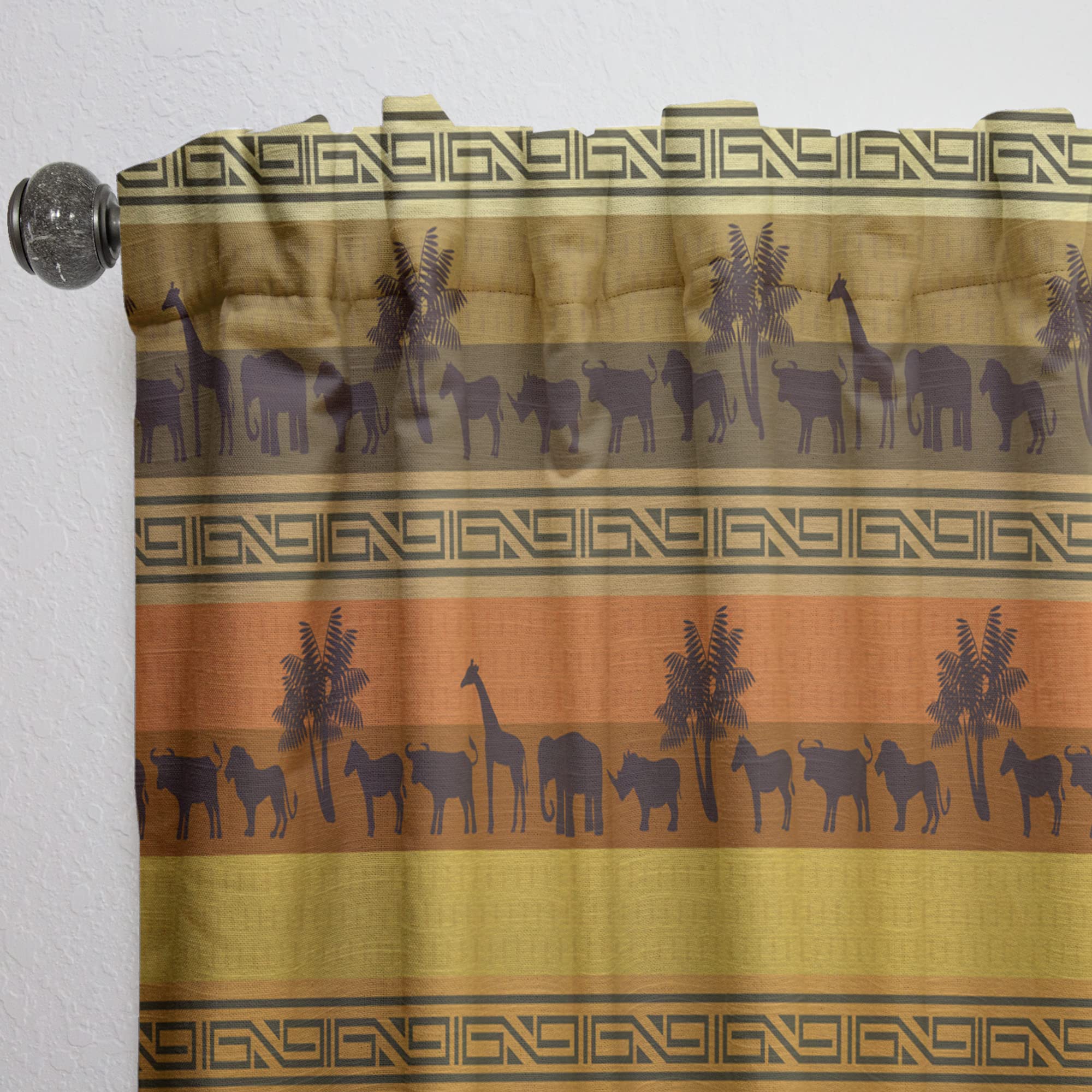 DesignQ Thermal Insulated Blackout Curtains - African Wildlife Ethnic Pattern Drapes for Bedroom & Living Room (52x84 Inches, Single Panel) - Perfect for Home Decor, Privacy & Energy Efficiency