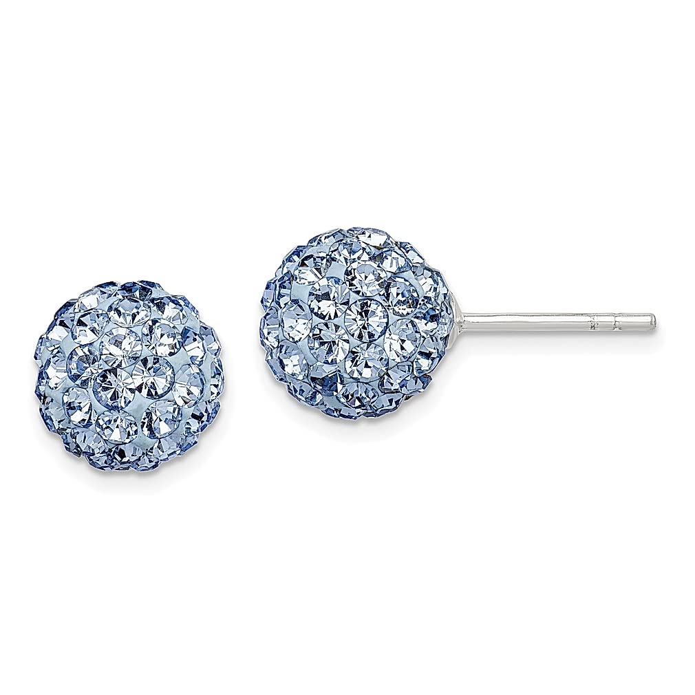 925 Sterling Silver Blue Crystal Ball Stud Earrings for Women - Elegant Button Post Fine Jewelry, Perfect Gift for Her - Ideal for Parties, Weddings & Everyday Wear
