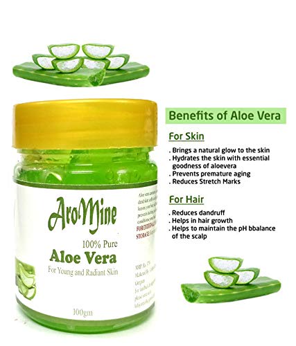 AroMine Pure & Soothing Aloe Vera Gel for Face - 100ml | Hydrating & Calming Skin Care for Sunburn, Acne & Dry Skin Relief