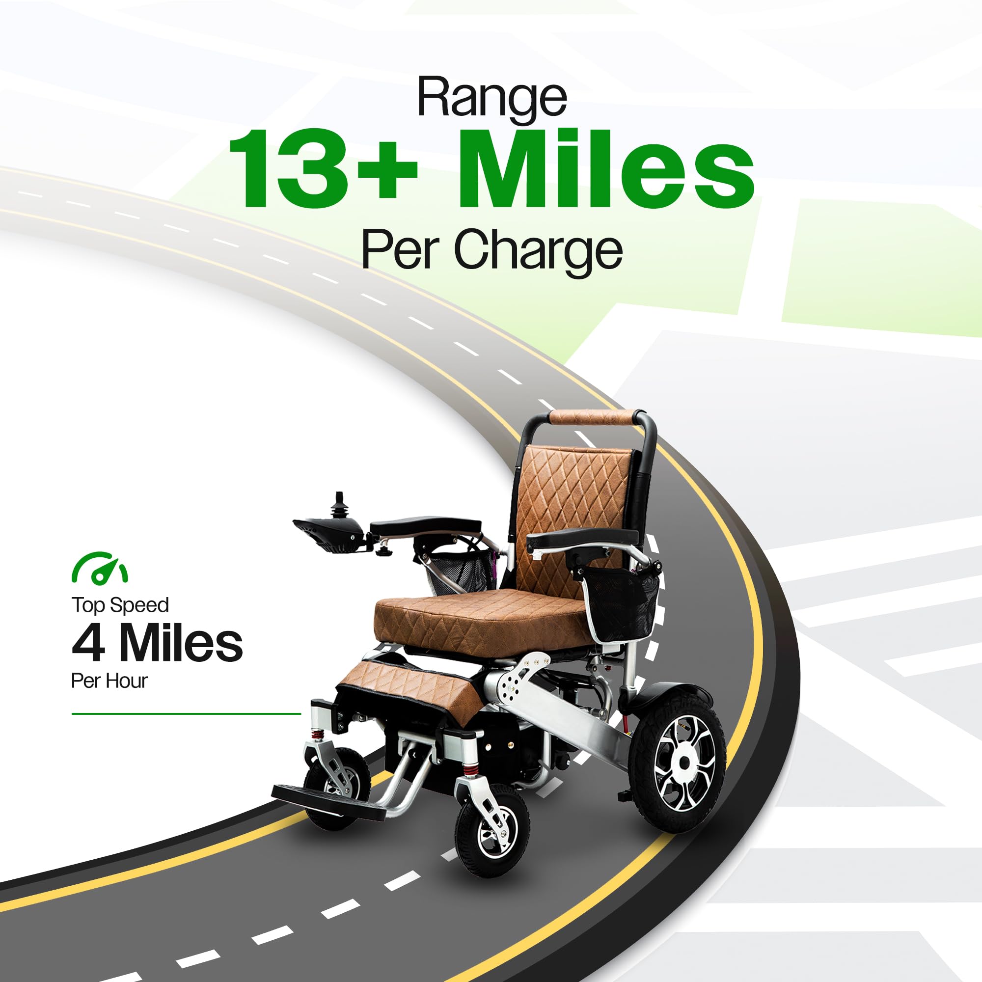 Culver Mobility Wolf Electric Wheelchair for Adults - All Terrain Lightweight Foldable Power Wheelchair with Remote Control - XL Comfortable Motorized Mobility Scooter for Indoor/Outdoor Use (Brown)