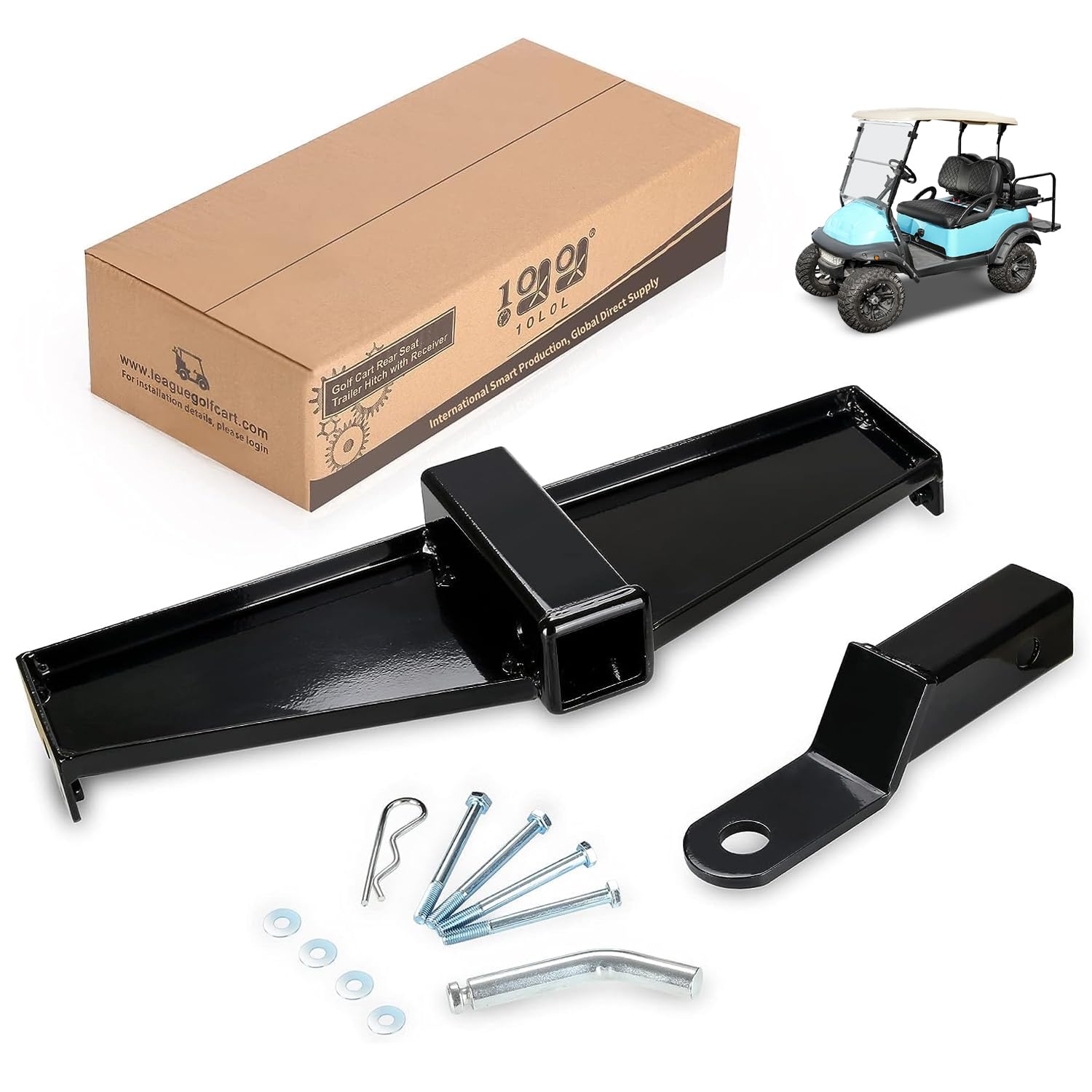 10L0L Golf Cart Trailer Hitch with Bumper Receiver - Compatible with Club Car Precedent (2004+) - Factory Style Rear Frame Only - Perfect for Towing Small Trailers, Cargo Carriers & Accessories on Golf Courses & Campgrounds