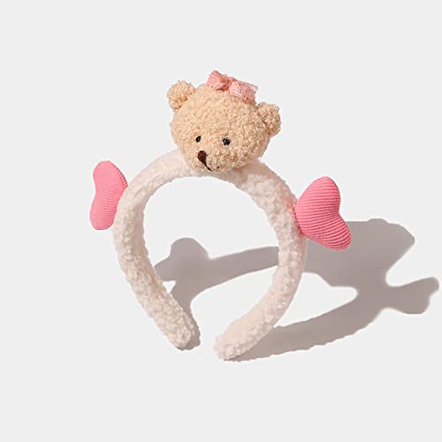Cute Bear Plush Heart Headband for Women & Girls - Korean Kawaii Hair Accessories, Sweatband & Hair Decorate - Perfect for Cosplay, Daily Wear & Fashion Styling