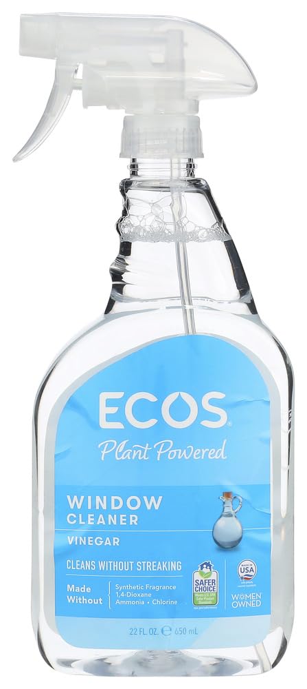 Eco-Friendly Vinegar Window Cleaner - 2 Packs (6 Bottles, 22 Fl Oz Each) - Streak-Free Glass & Mirror Cleaner for Home, Office & Car Windows