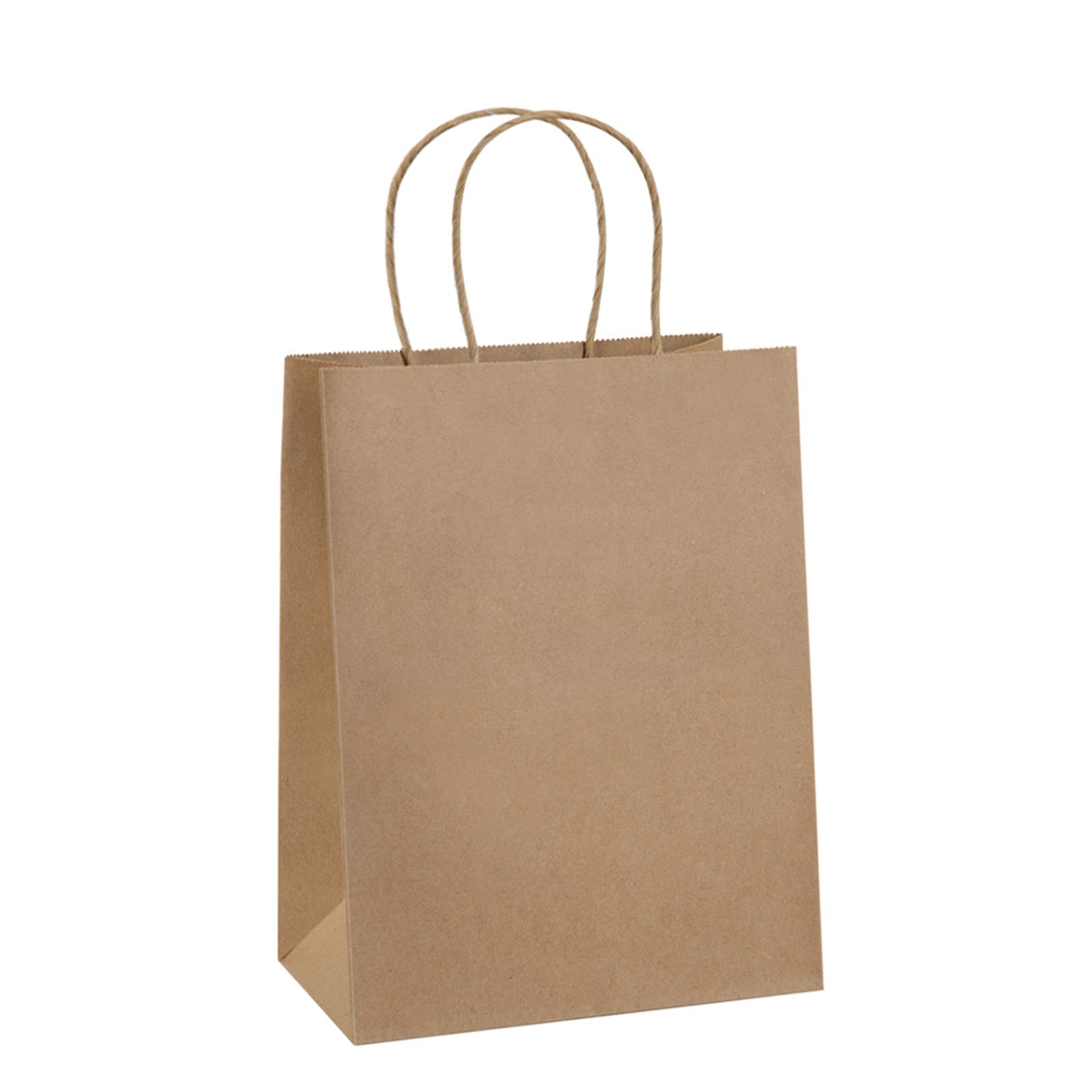 100Pcs Brown Kraft Paper Gift Bags with Handles 8x4.25x10.5 Inches - Bulk Wedding, Party Favor & Retail Merchandise Bags | Eco-Friendly Grocery Shopping, Gift Wrapping & Event Decorations