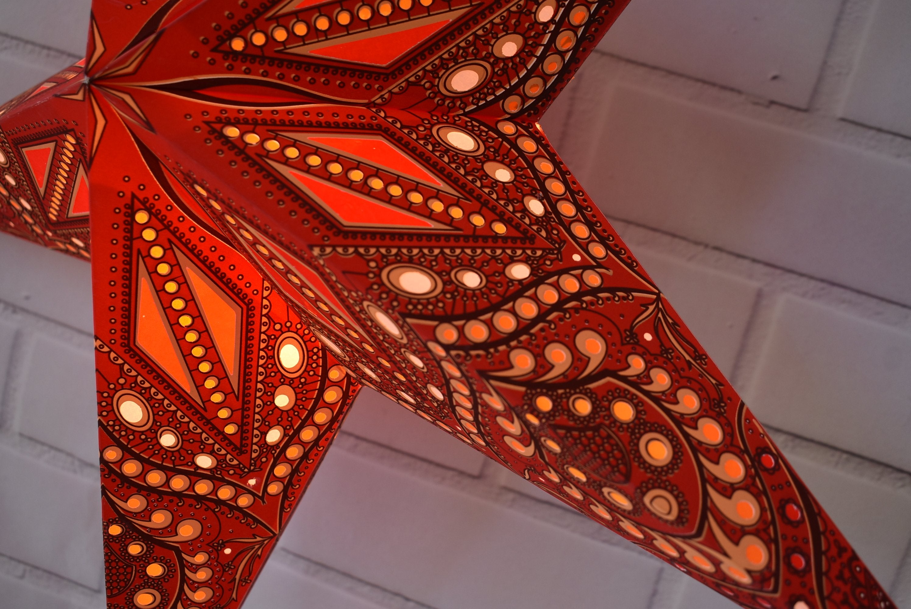 24 Pack Red Crystal Paper Star Lanterns for Wedding Party Decorations - Elegant Hanging Ornaments for Indoor/Outdoor Celebrations, Christmas, Baby Showers & Festive Events