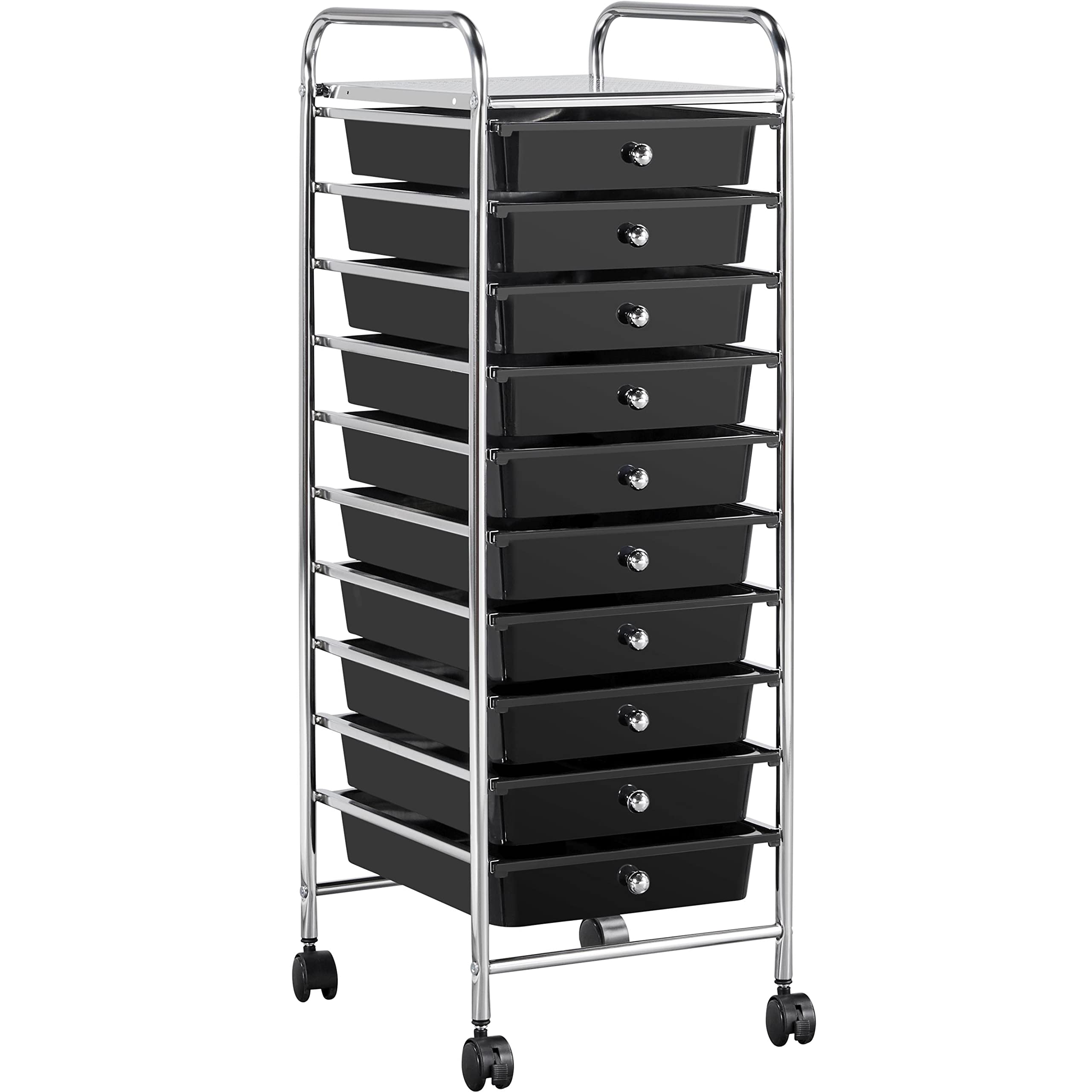 Yaheetech 10-Drawer Rolling Cart Organizer - Black | Art & Craft Storage for Home & Office
