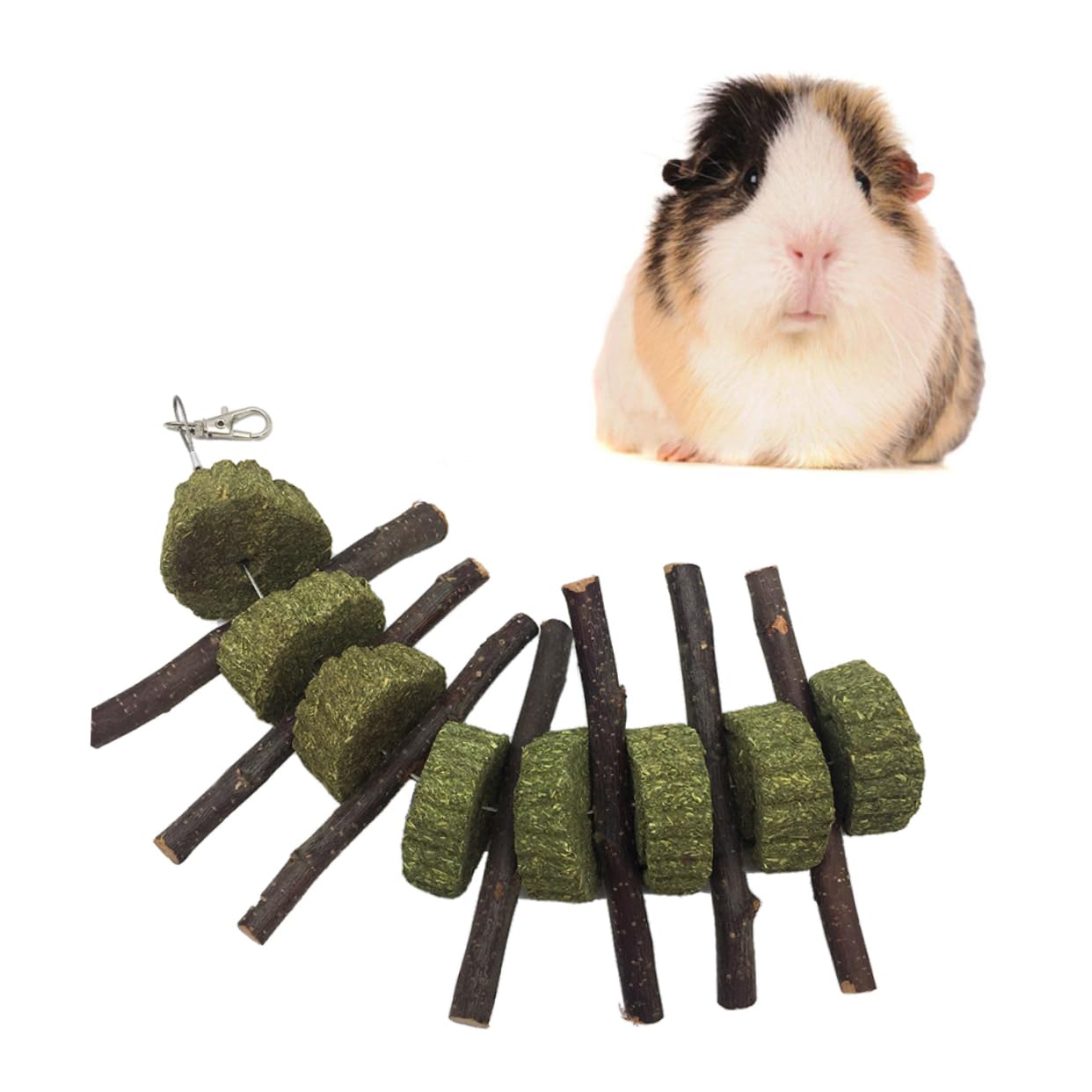 2 Pack Hanging Hamster Chew Toys - Organic Pet Snacks for Parrots, Rabbits, Guinea Pigs & Chinchillas - Small Animal Dental Health Molar Rod - Perfect for Cage Enrichment & Stress Relief