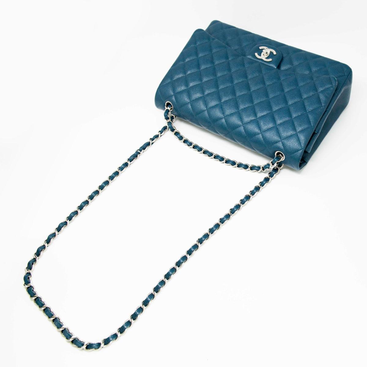 Chanel Blue Maxi Classic Flap Bag - Luxury Quilted Leather Shoulder Bag for Women | Perfect for Evening Parties, Weddings & Special Occasions
