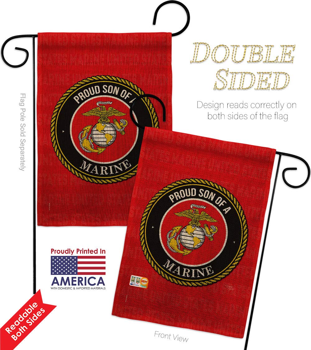 USMC Semper Fi Burlap Garden House Flag Kit - Double-Sided 28x40 Inch Military Yard Banner for Marine Corps Veterans, Armed Forces & Retirees - Perfect for Patriotic Home Decor, Veterans Day & Memorial Day Displays