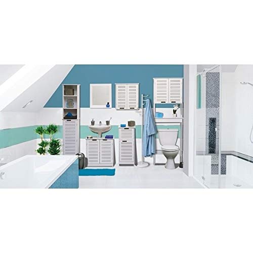 Modern Wall Mounted Bathroom Storage Cabinet - White & Brown MDF Wood, Includes Hardware - Perfect for Small Bathrooms, Powder Rooms & Vanity Organization