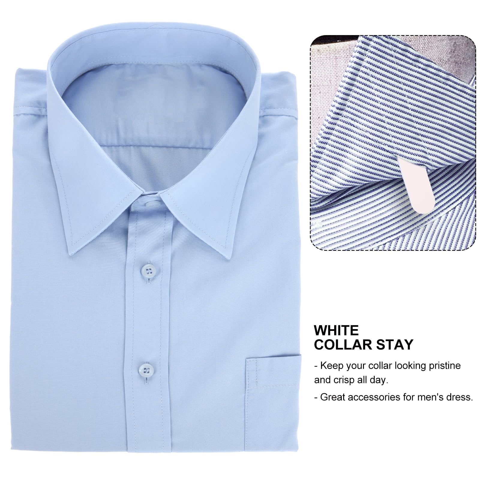 Homoyoyo 200PCS Premium White Plastic Collar Stays for Men's Dress Shirts - 3 Sizes (2.5/3/3.5 Inch) Collar Inserts & Stiffeners - Perfect for Business, Formal Events & Office Wear