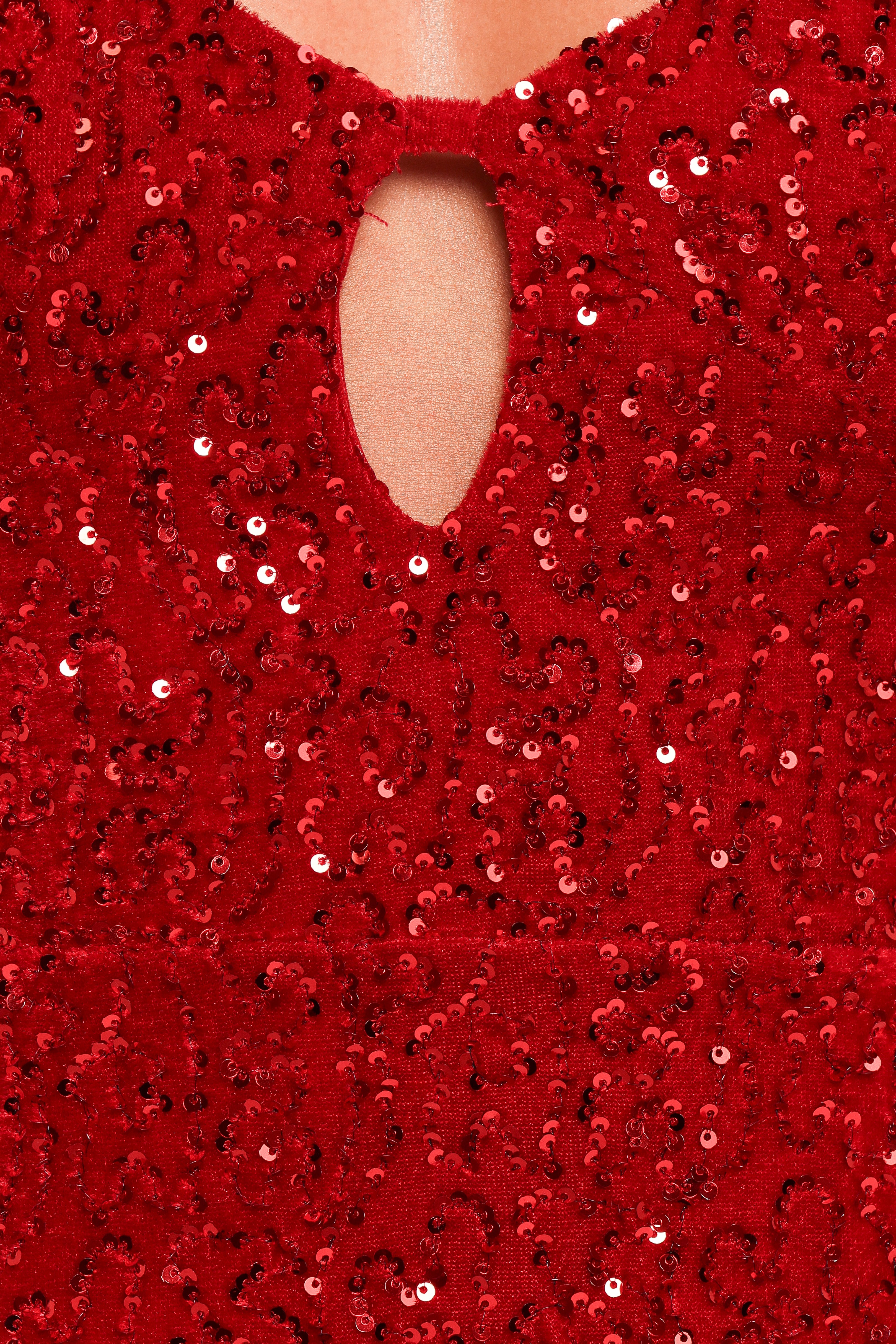 Benino Mini Dress - Red Velvet Sequin Party Dress for Women | Elegant Holiday & Evening Wear | Perfect for Christmas, New Year & Special Occasions