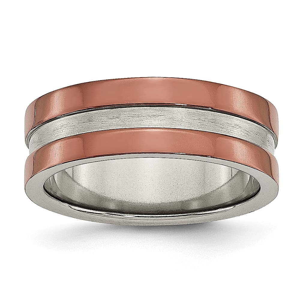 ICE CARATS Titanium 8mm Brown Wedding Band Ring for Women - Durable & Hypoallergenic Fashion Jewelry, Perfect Gift for Anniversary, Engagement & Everyday Wear