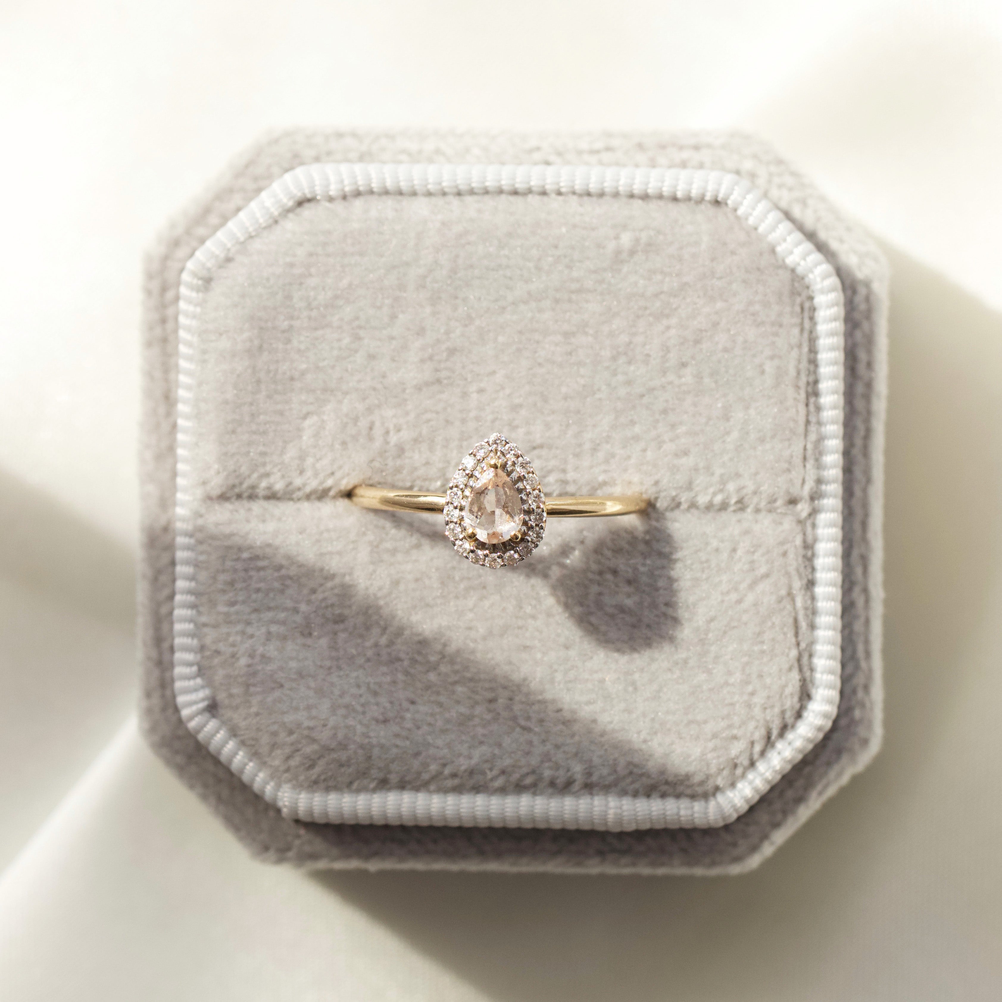 Estelle Morganite & Diamond Ring - UK Size O - Elegant Pink Morganite & Diamond Engagement Ring for Women - Perfect for Proposals, Anniversaries & Special Occasions