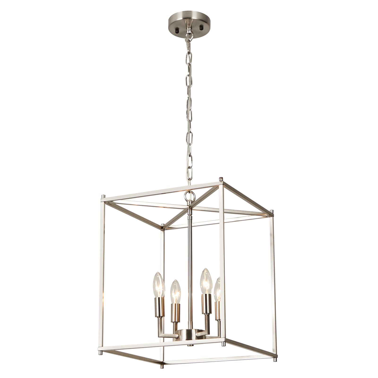 4-Light Brushed Nickel Chandelier - Adjustable Height 12.6