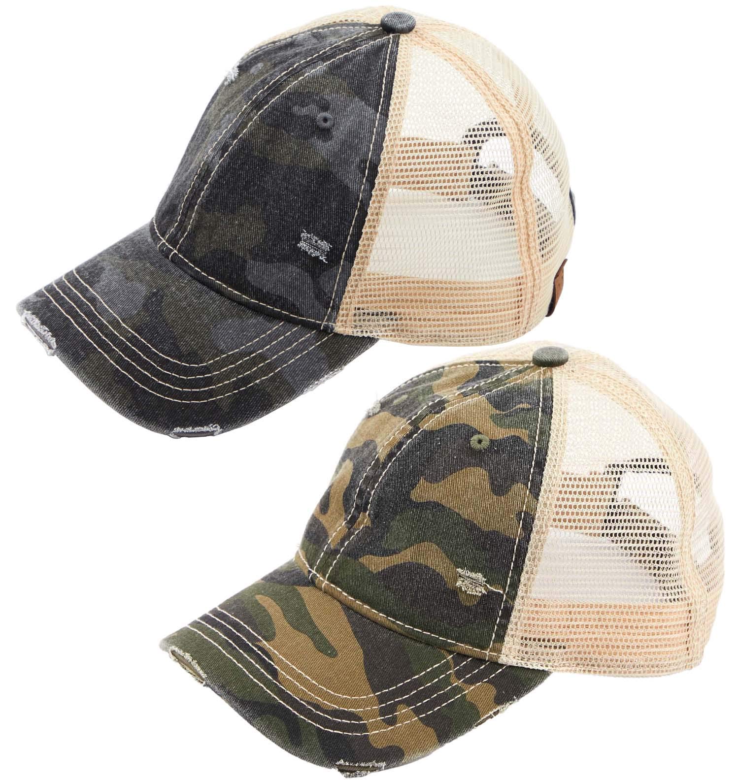 Funky Junque Women's Adjustable Back Strap Athletic Trucker Hat - Breathable Mesh Baseball Cap & Dad Hat 2-Pack Bundle for Running, Hiking, and Outdoor Sports