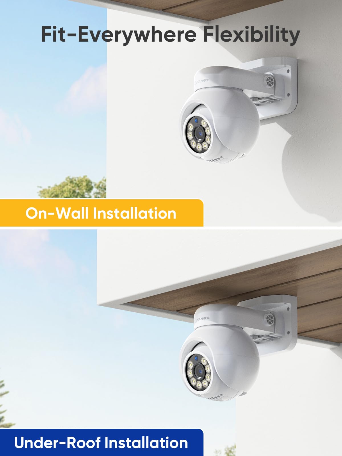 SANNCE 4K PoE Security Camera Outdoor 3 Pack - 8MP CCTV IP Camera with 350° Pan & 90° Tilt, Human/Vehicle Detection, 2-Way Audio, Auto Tracking & Color Night Vision - Ideal for Home Security, Business Surveillance & Property Monitoring (Adapter Not Included)