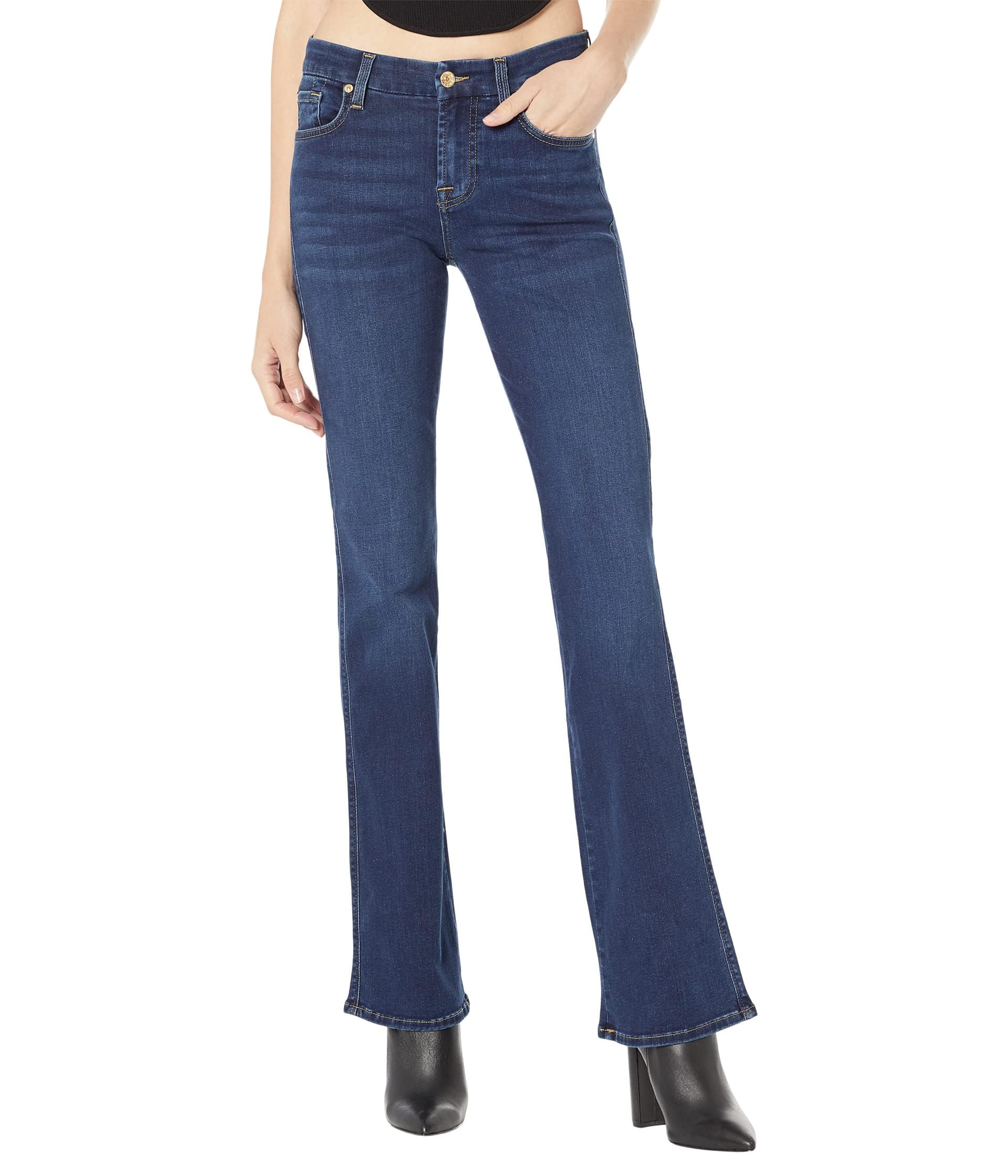 7 For All Mankind Women's Kimmie Bootcut Jeans - High Waist Stretch Denim Pants for Casual & Office Wear | Perfect for Everyday Style & Night Out