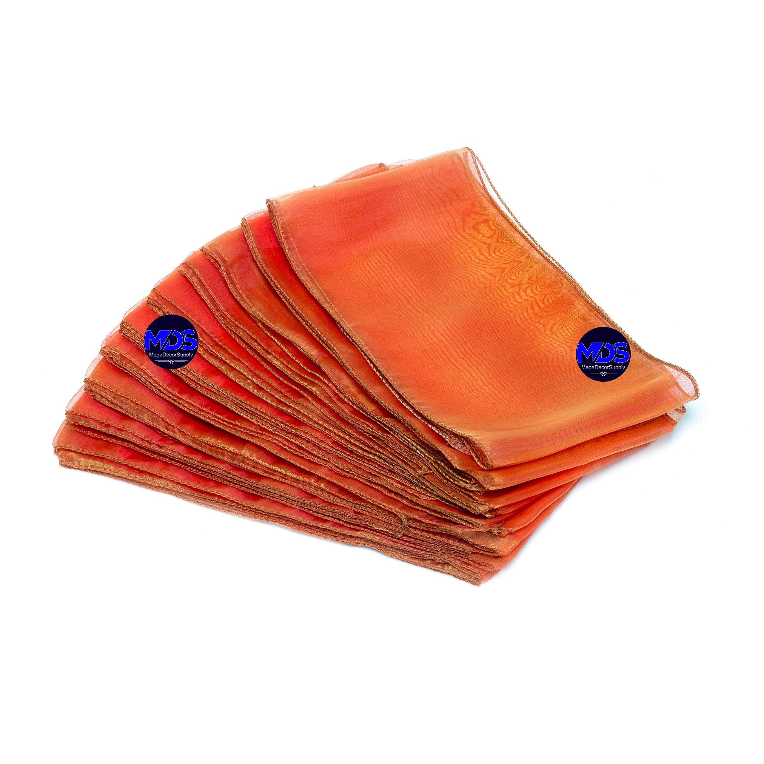 100 Pack Brunt Orange Organza Chair Sashes - Bulk Wedding Reception Bows, Banquet Decorations, Restaurant Chair Covers & Party Supplies for Elegant Events, Bridal Showers & Formal Dining Decor